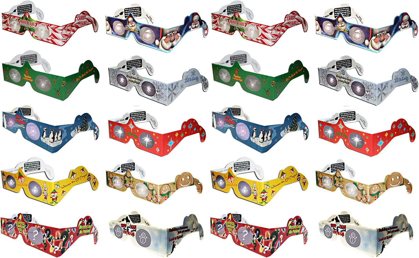 Holiday Eyes 20 Pack of 3D Christmas Glasses - Hologram Holiday Images
